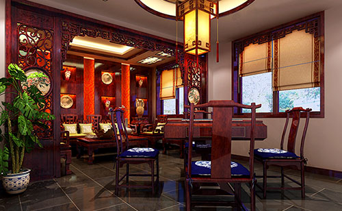 潜江古典中式风格茶楼包间设计装修效果图